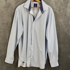 Construct slim fit 17 36–37 performance button up blue geometric all over print